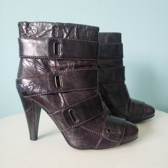 vintage Y2K strappy booties heels boots shoes Miss Sixty contrast stitch rave S - Picture 2 of 10
